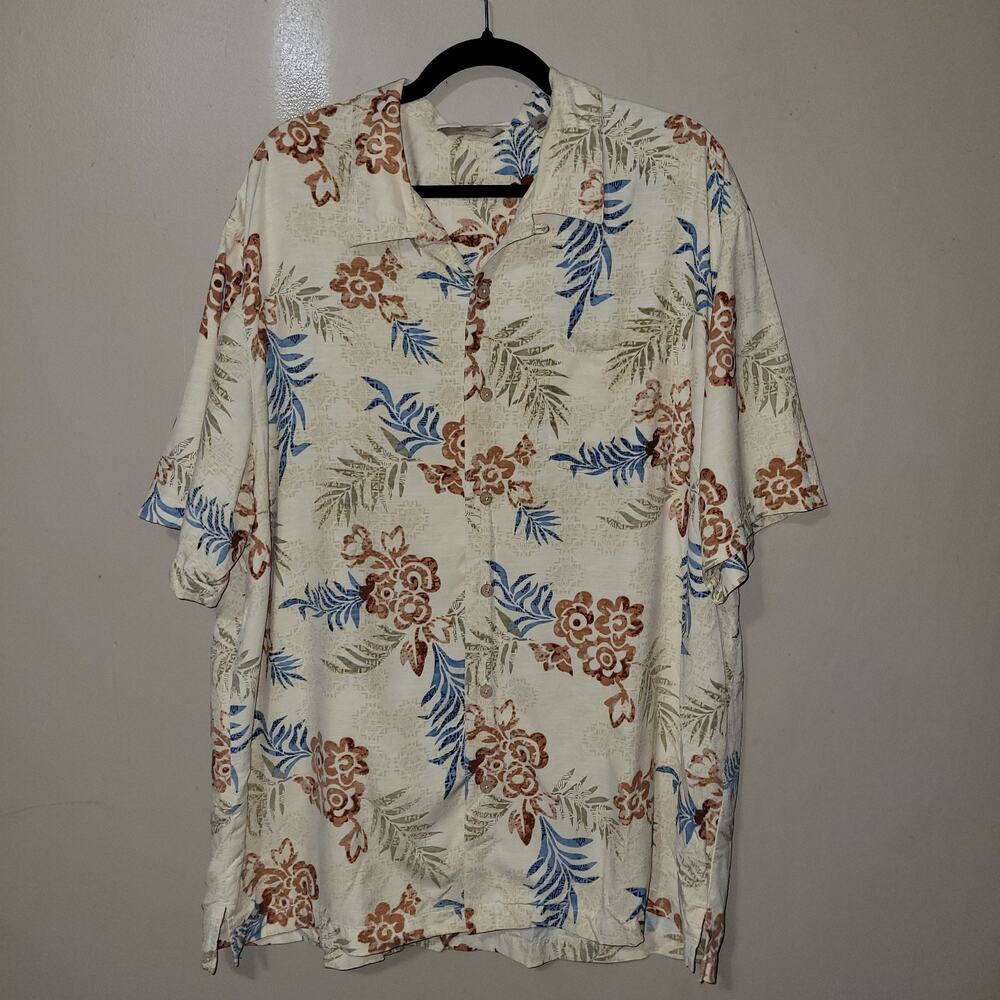 Paradise ‎ Collection Men's Orchid Hawaiian Shirt Men's XXL  Short Sleeve SILK